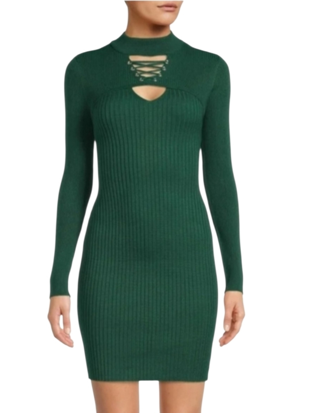 Emerald Green Ribbed Sweater Dress, Gorgeous! (Actual Color: Hunter Lodge)